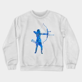 Archery girl blue art Crewneck Sweatshirt